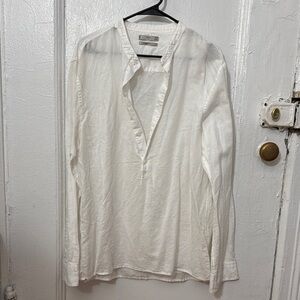 Mango Men's Cream Casual Button Down Shirt